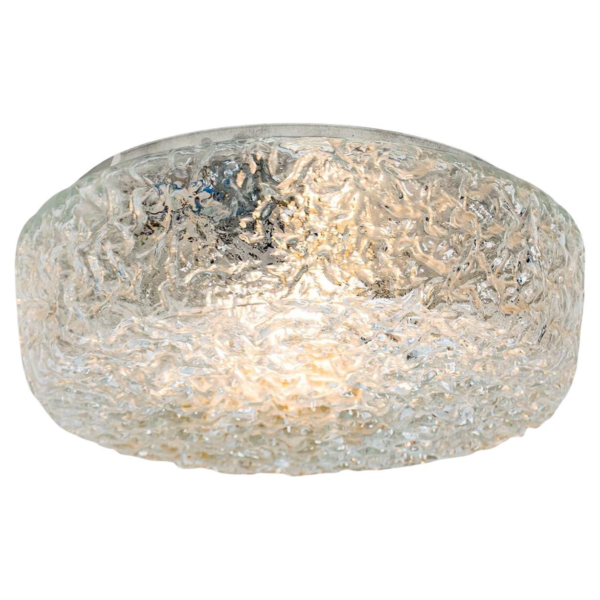 Round Clear Textured Glass Flush Mount, in style of Limburg