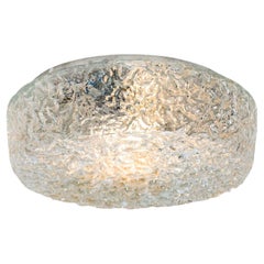 Round Clear Textured Glass Flush Mount, in style of Limburg