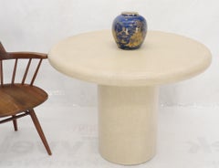 Round Cloth Wrapped Dining Game Table on Cylinder Base