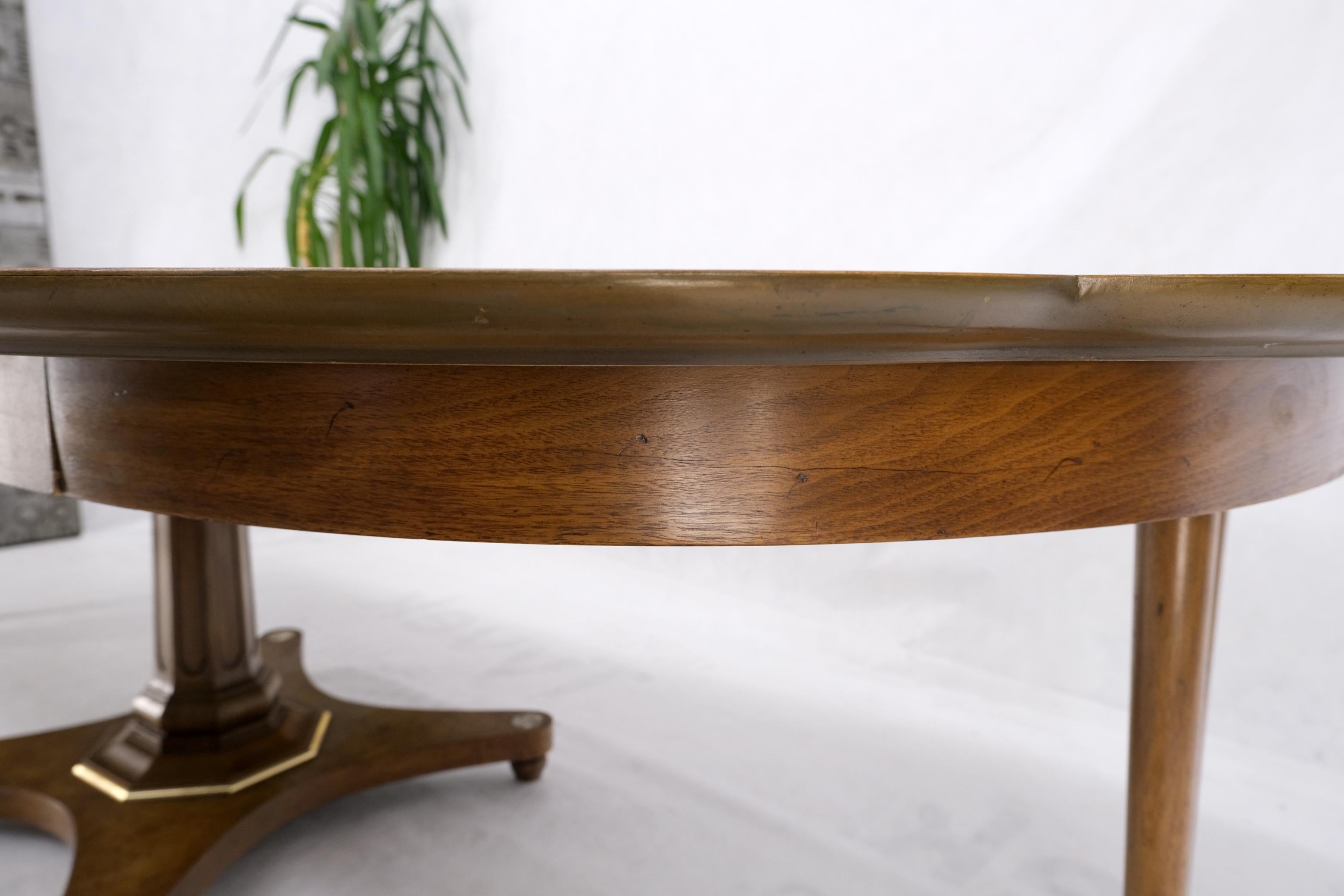 20th Century Round Clove Shape Burl Walnut Dining Conference Table w/ 3 Extension Leaves For Sale