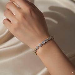 Rundes Cluster-Diamantarmband aus 14K (oder 18K auf Anfrage) Gelbgold