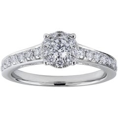 Round Cluster Diamond Engagement Ring in White Gold