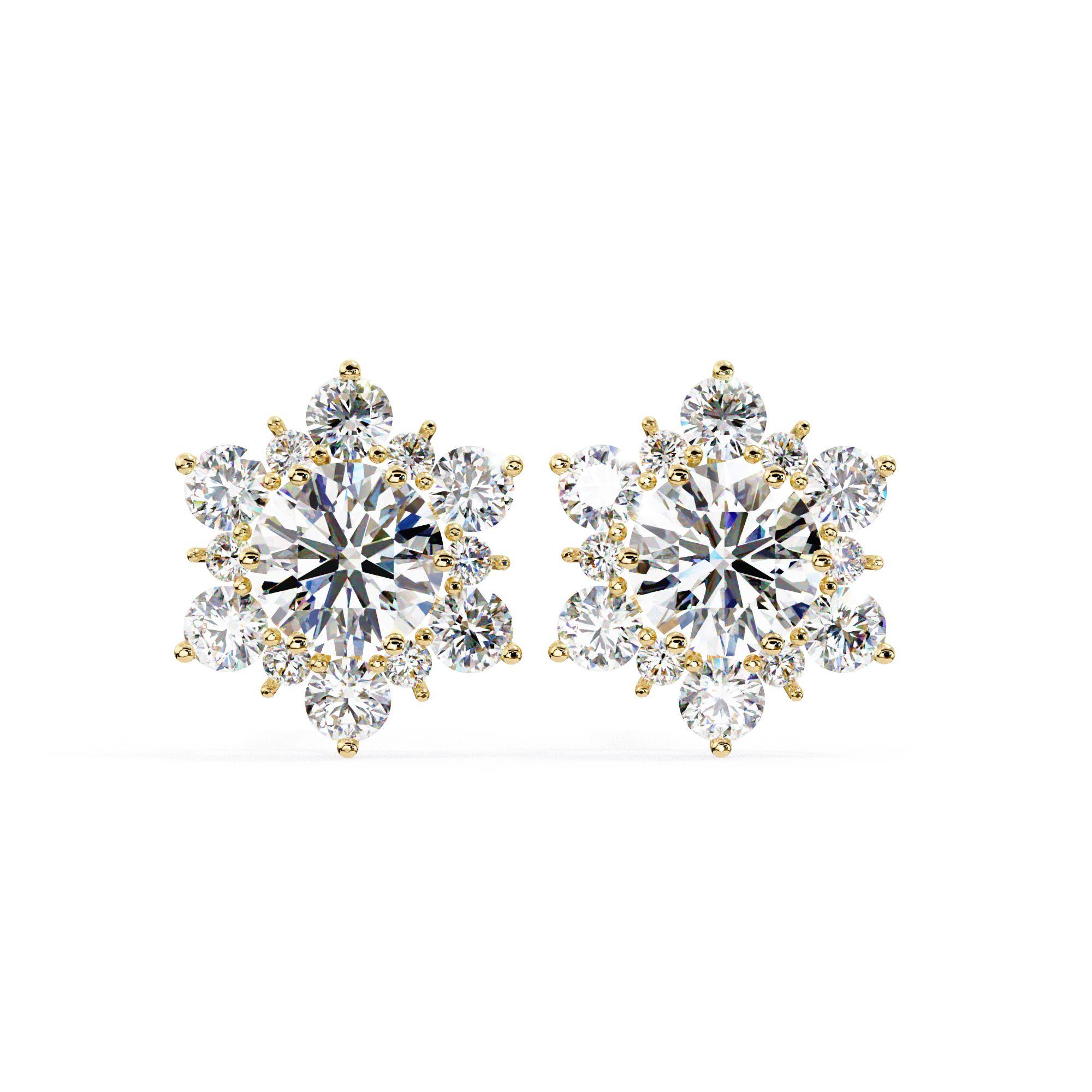Boucle d'oreille diamant floral en grappe ronde Boucle d'oreille délicate Neuf - En vente à New York, NY