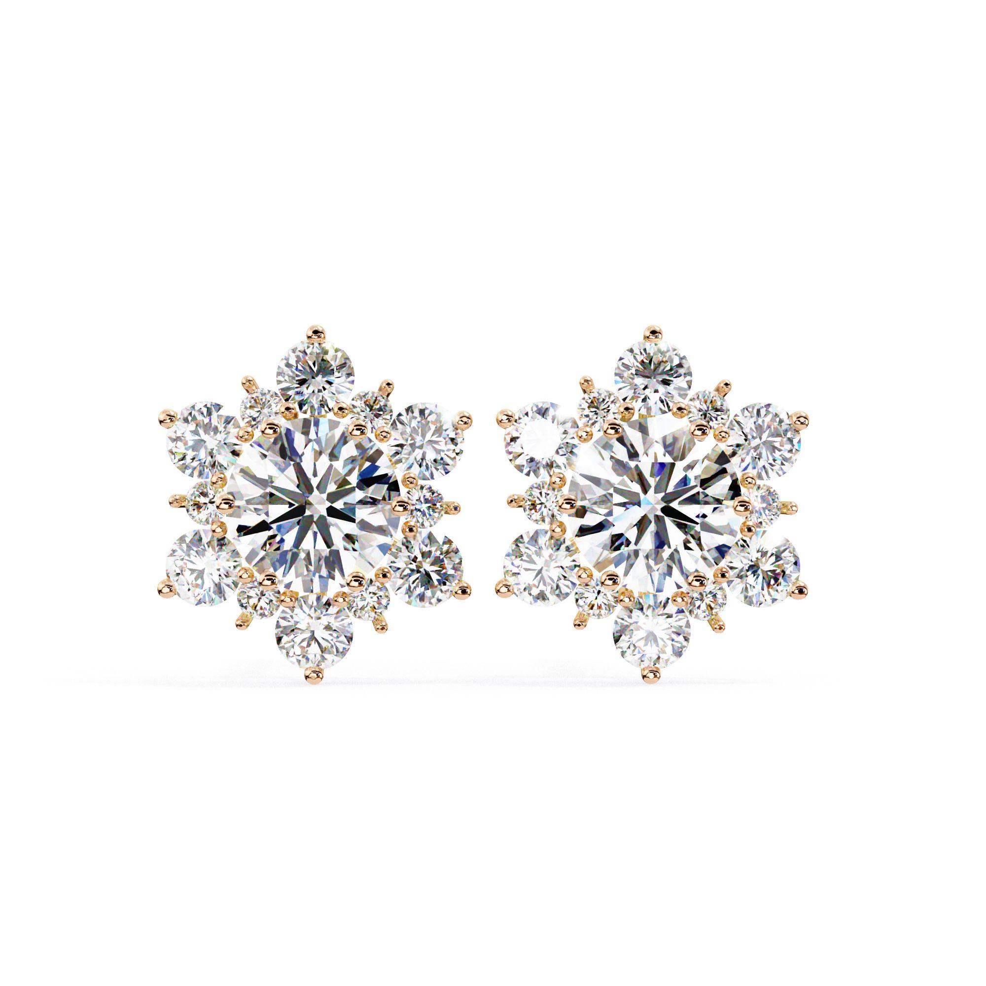 Boucle d'oreille diamant floral en grappe ronde Boucle d'oreille délicate en vente 2