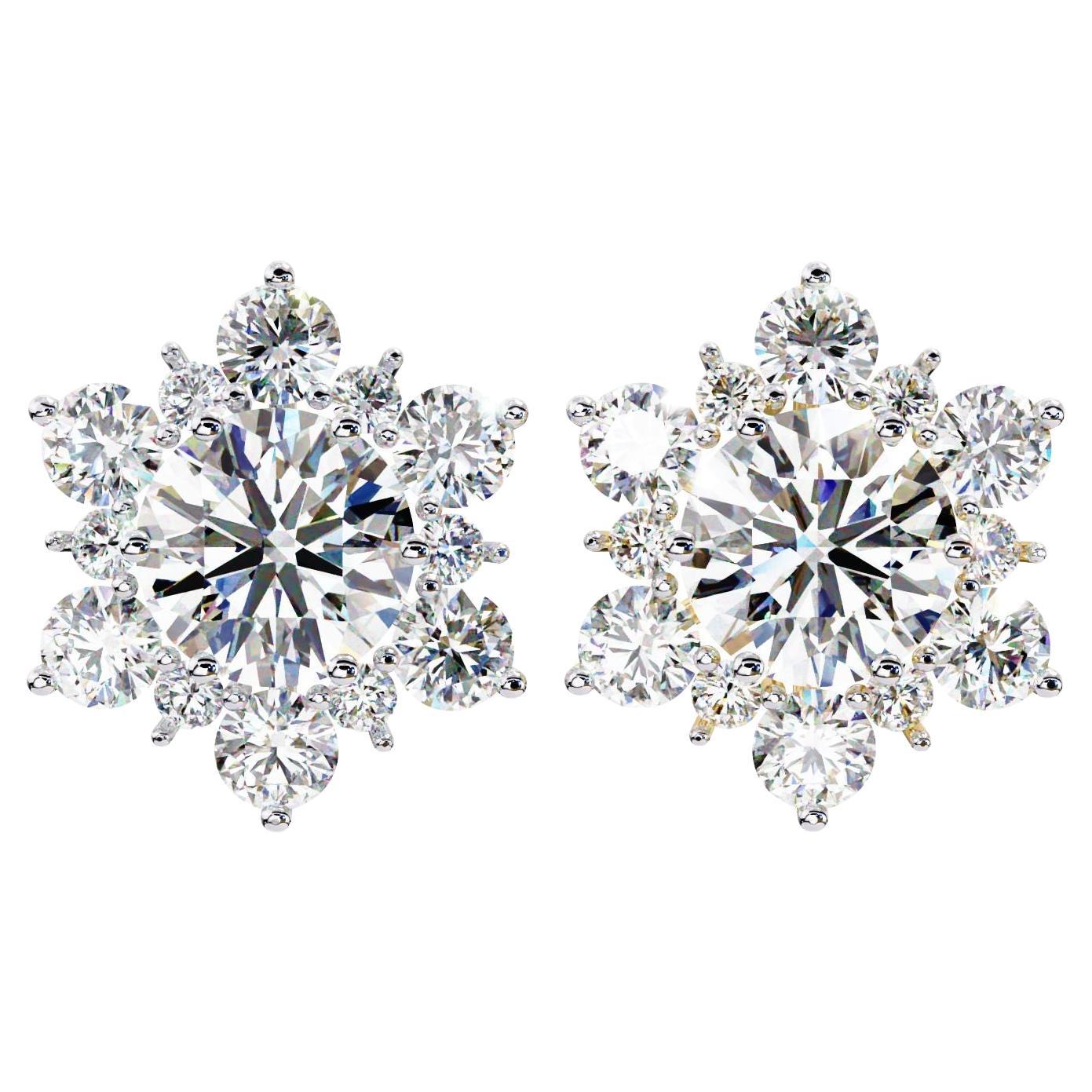 Round Cluster Floral Diamond Earring Dainty Earring