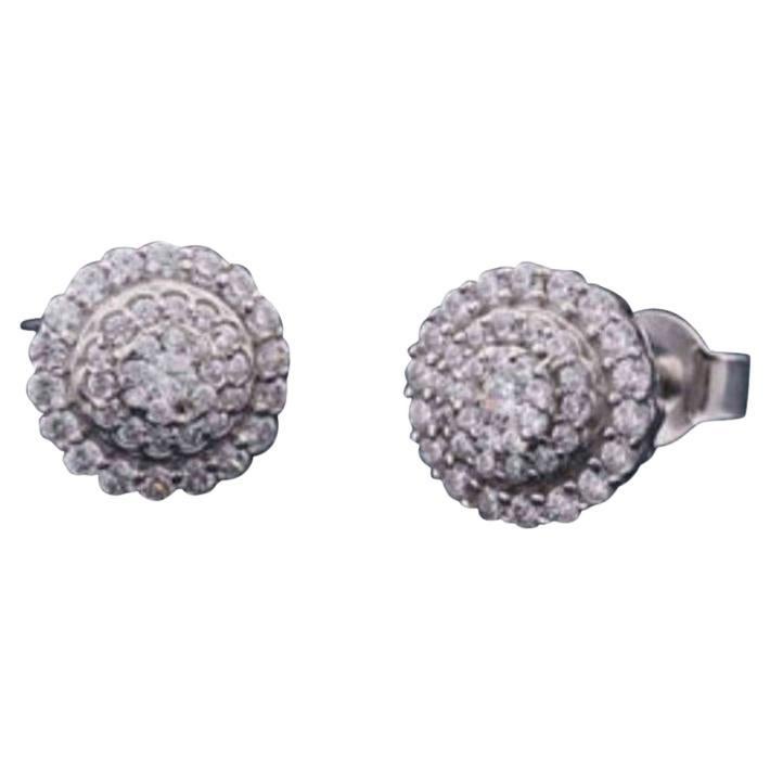 Pendientes redondos de moissanita en racimo Plata de ley 925 Pendientes redondos Regalo para mujer