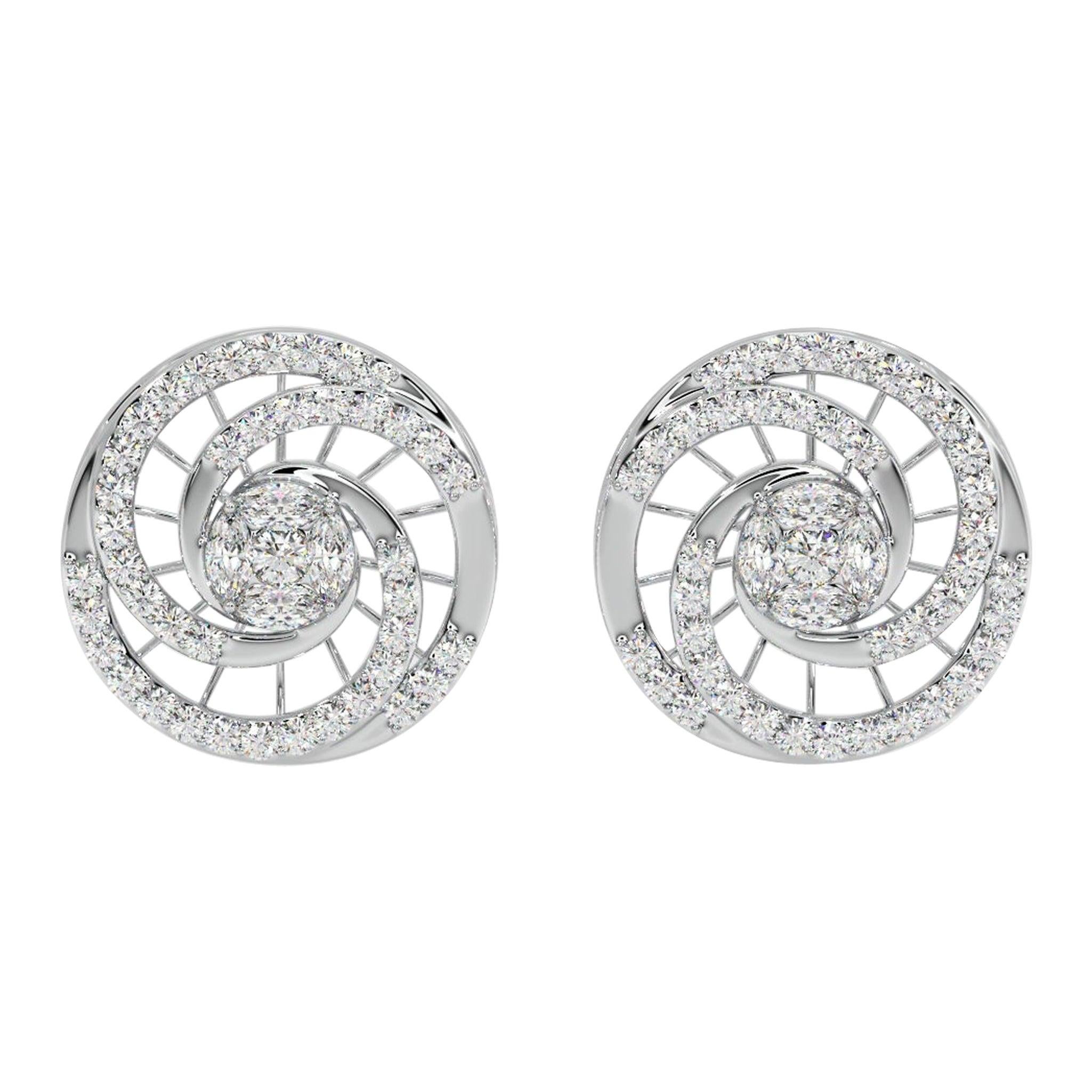 Orecchini tondi a grappolo di moissanite in argento 925 per donna.