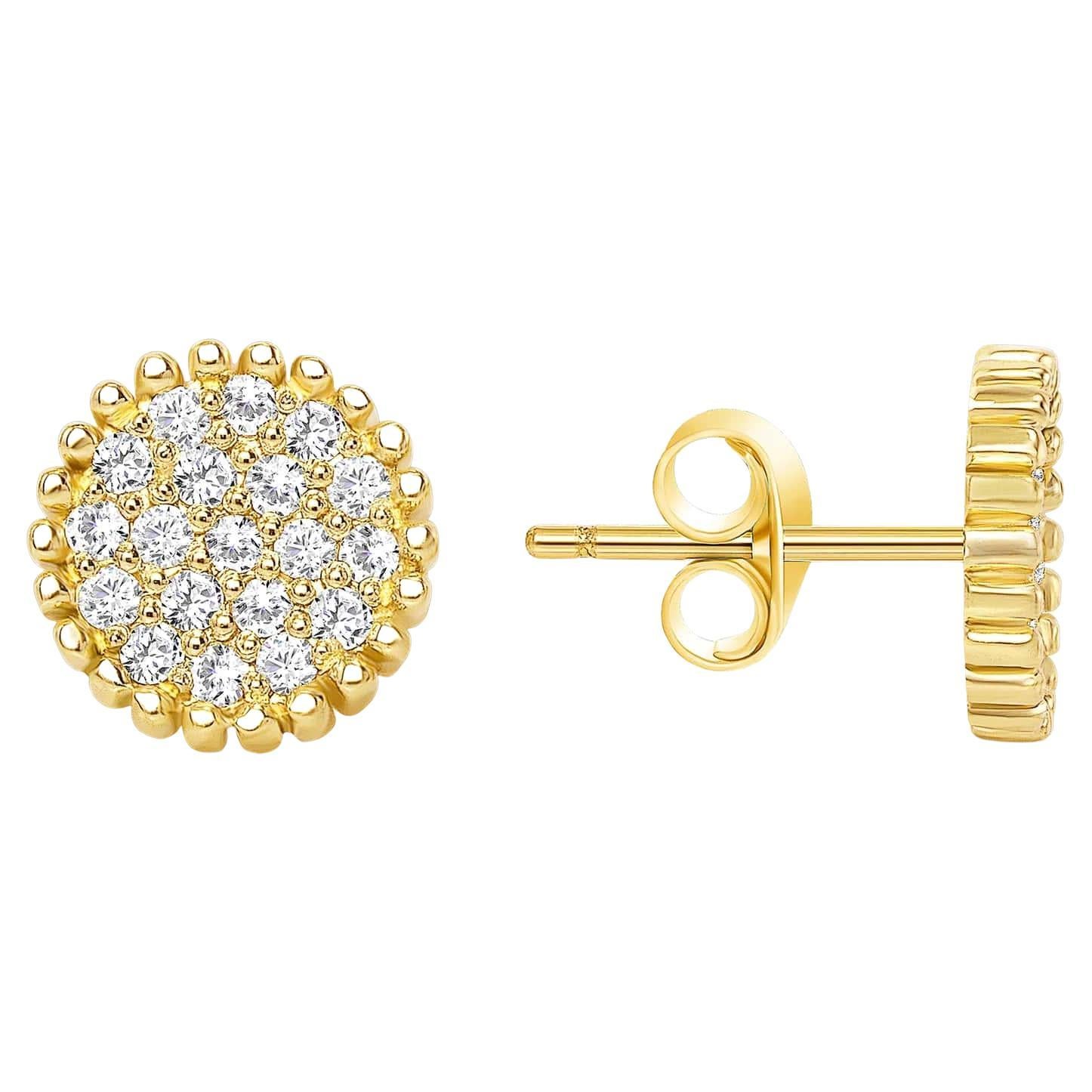Boucles d'oreilles en or 14K avec diamants ronds en forme de grappe