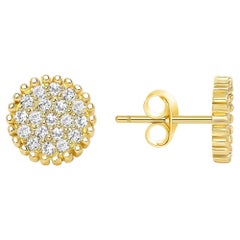 Boucles d'oreilles en or 14K avec diamants ronds en forme de grappe