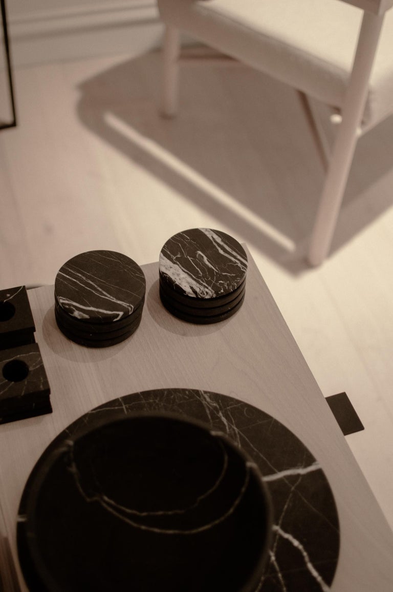 Round Coasters set in black marble For Sale at 1stDibs black marble