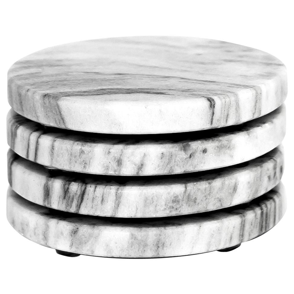 Round Coasters set in white Veneciano marble