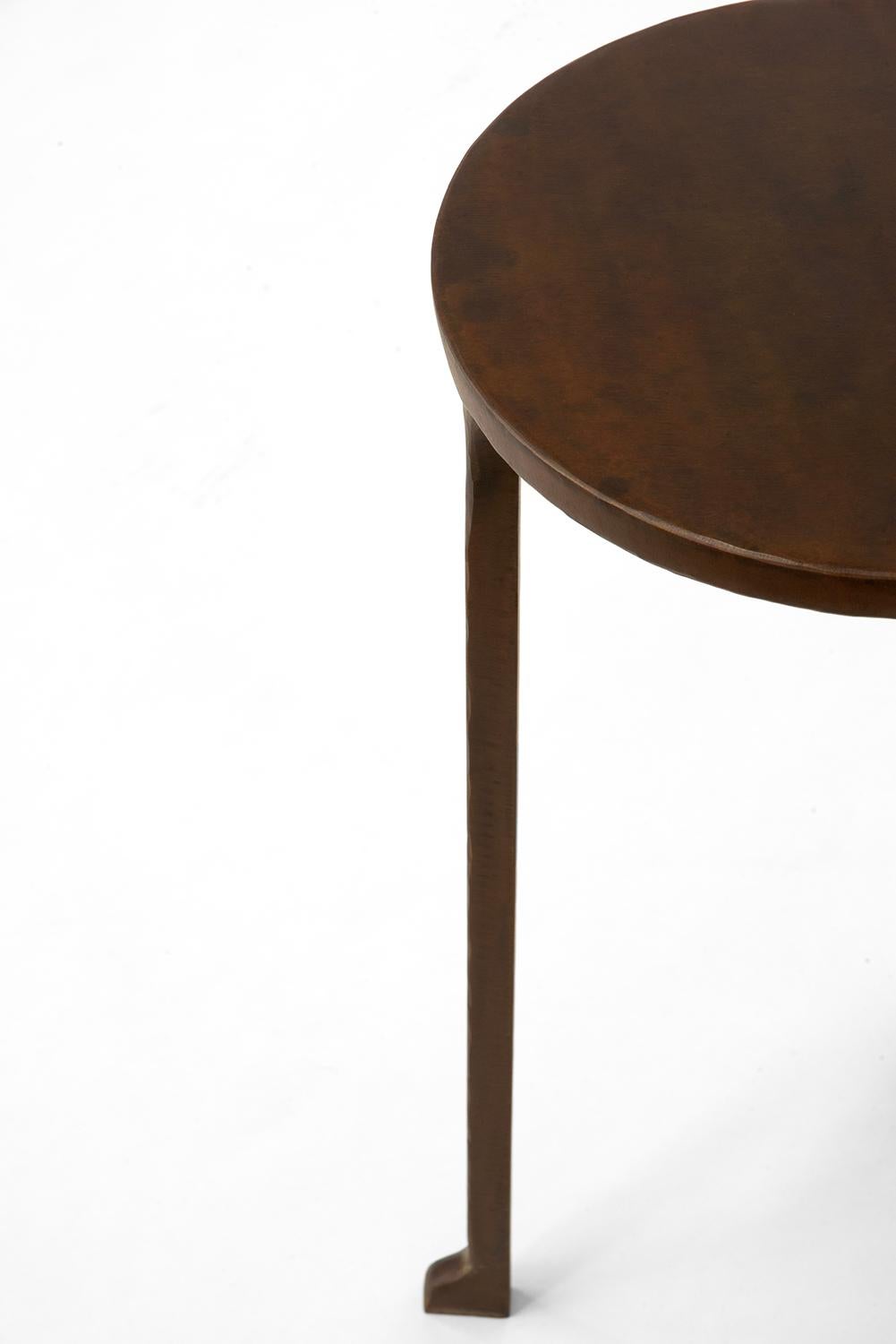 American Round Cocktail Side Table Bronze Steel Modern Minimalist Contemporary For Sale