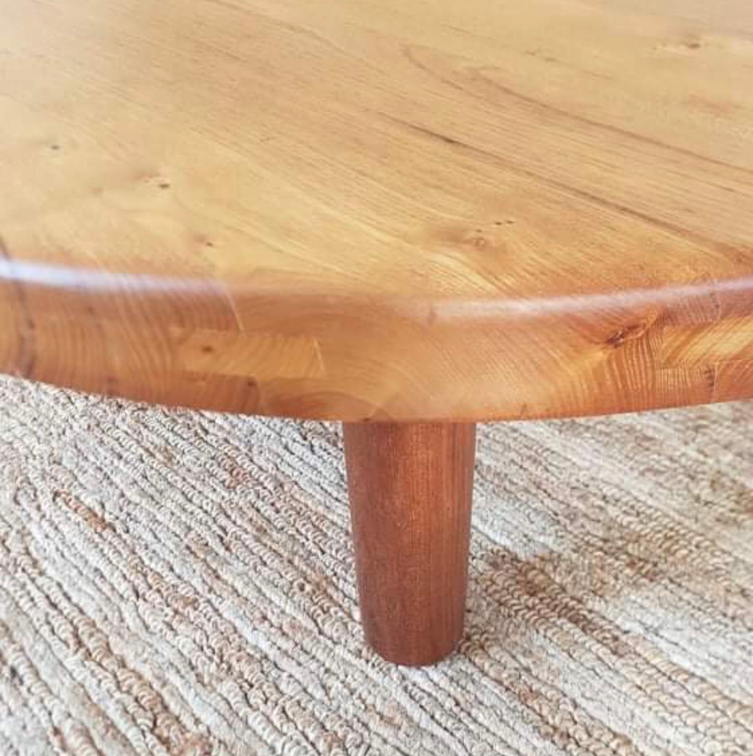 Round Coffe Table T 02 M Pierre Chapo from 1970 in French Elm 1