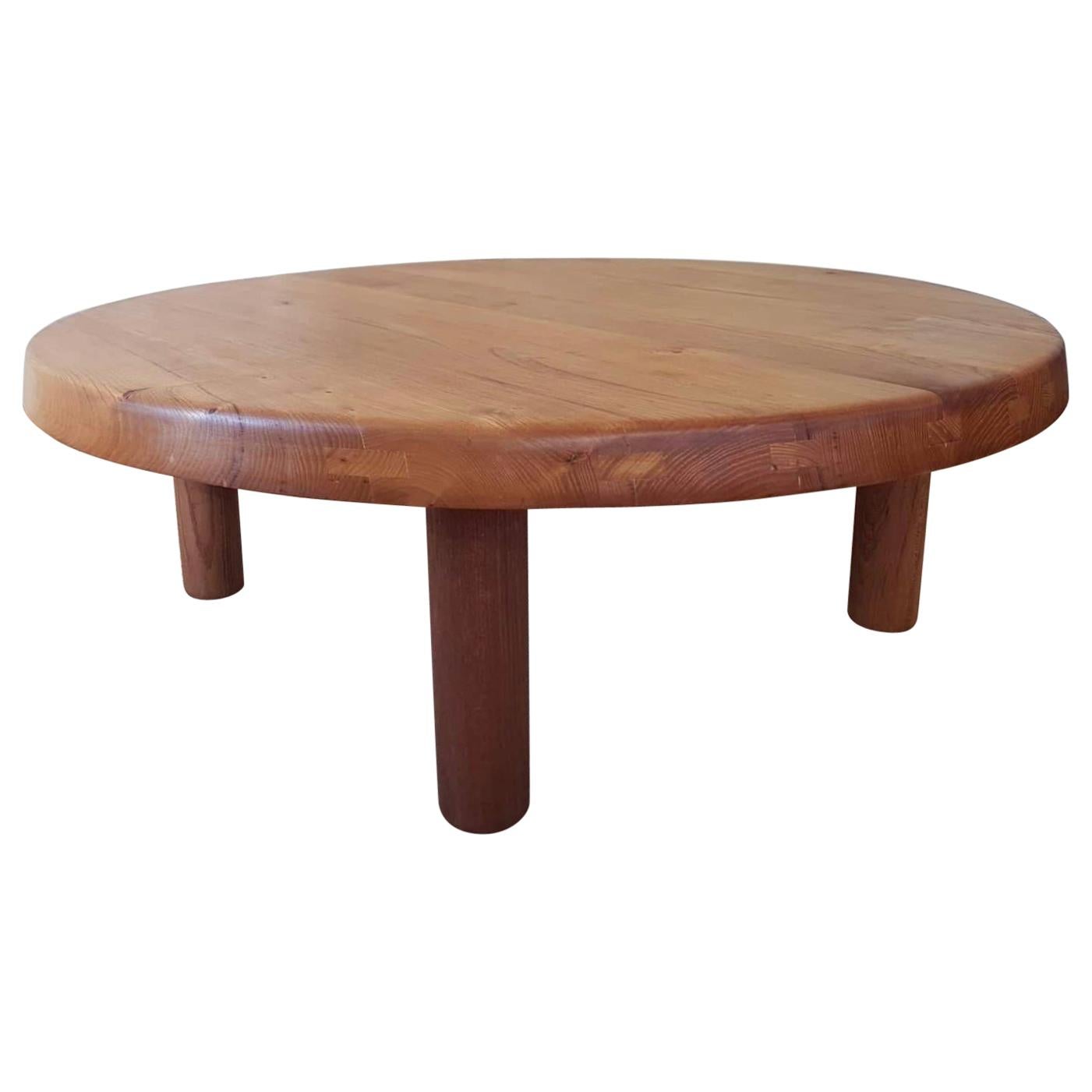 Round Coffe Table T 02 M Pierre Chapo from 1970 in French Elm