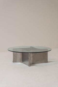 Table basse ronde par François Monnet, France, années 1970