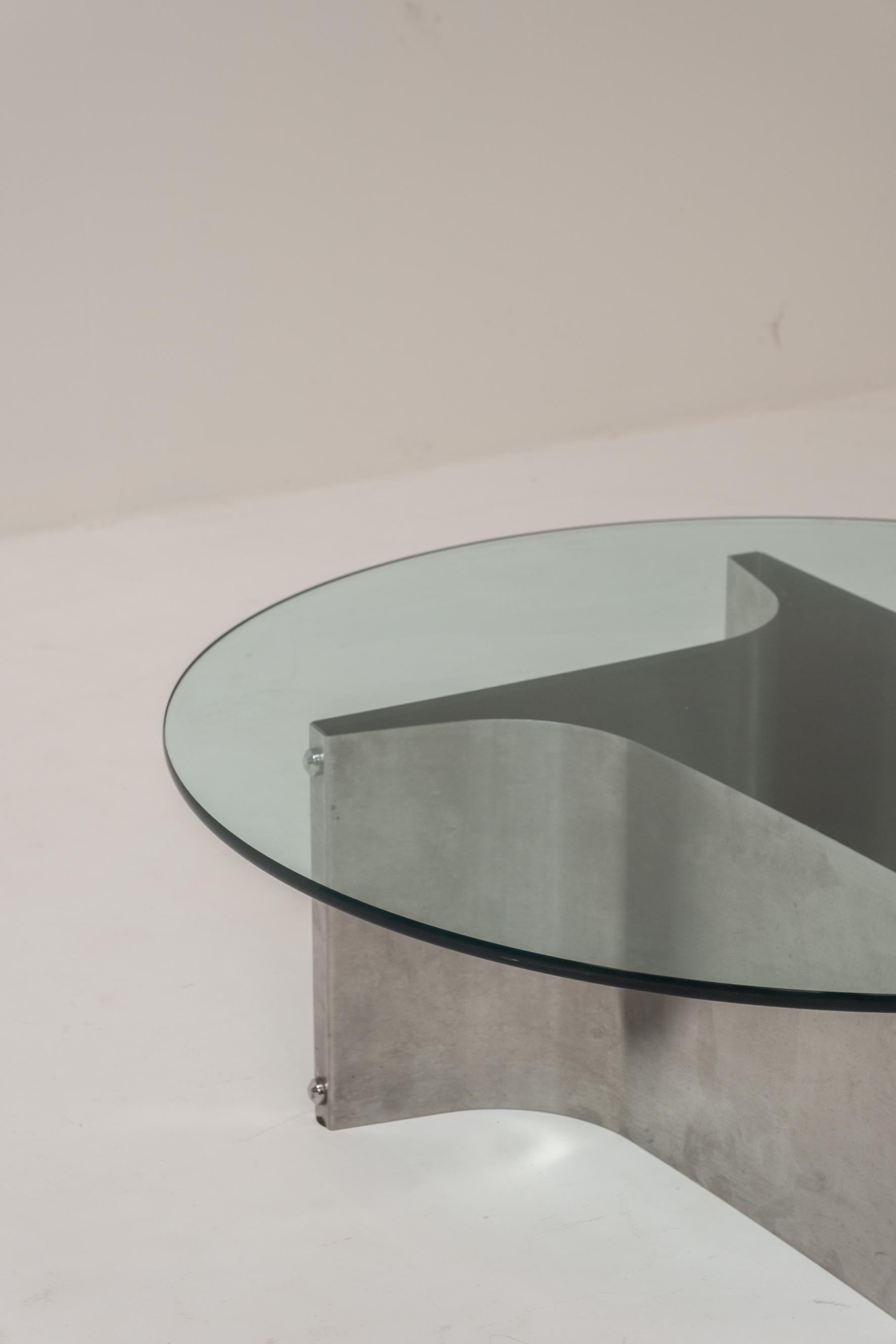 Mid-Century Modern Round coffee table by François Monnet, France, 1970s en vente