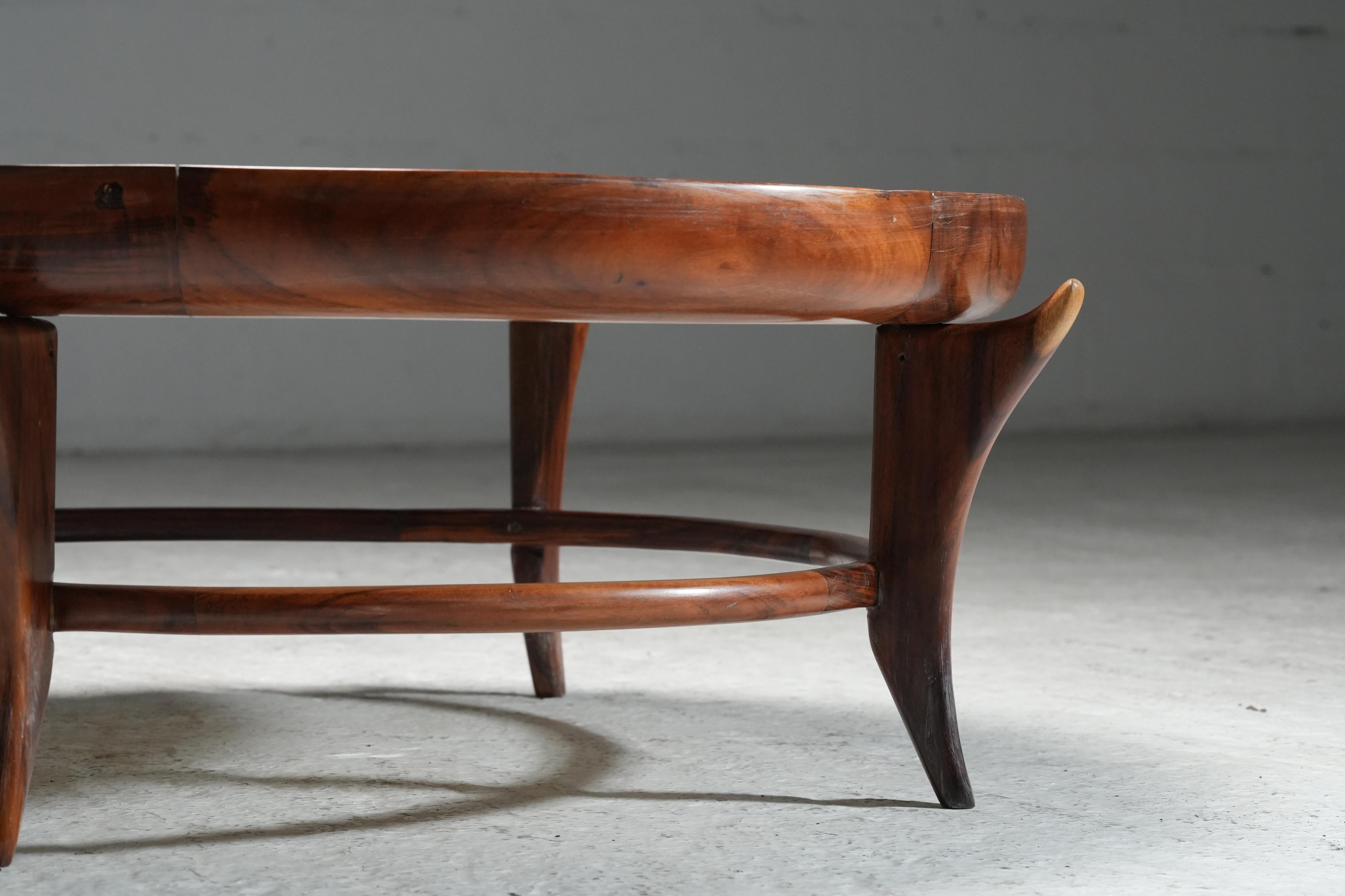 Round Coffee Table by Giuseppe Scapinelli in Caviuna and Marble, Brazil, 1950's 1