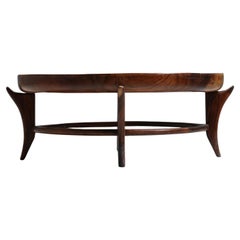 Round Coffee Table by Giuseppe Scapinelli in Caviuna and Marble, Brazil, 1950's