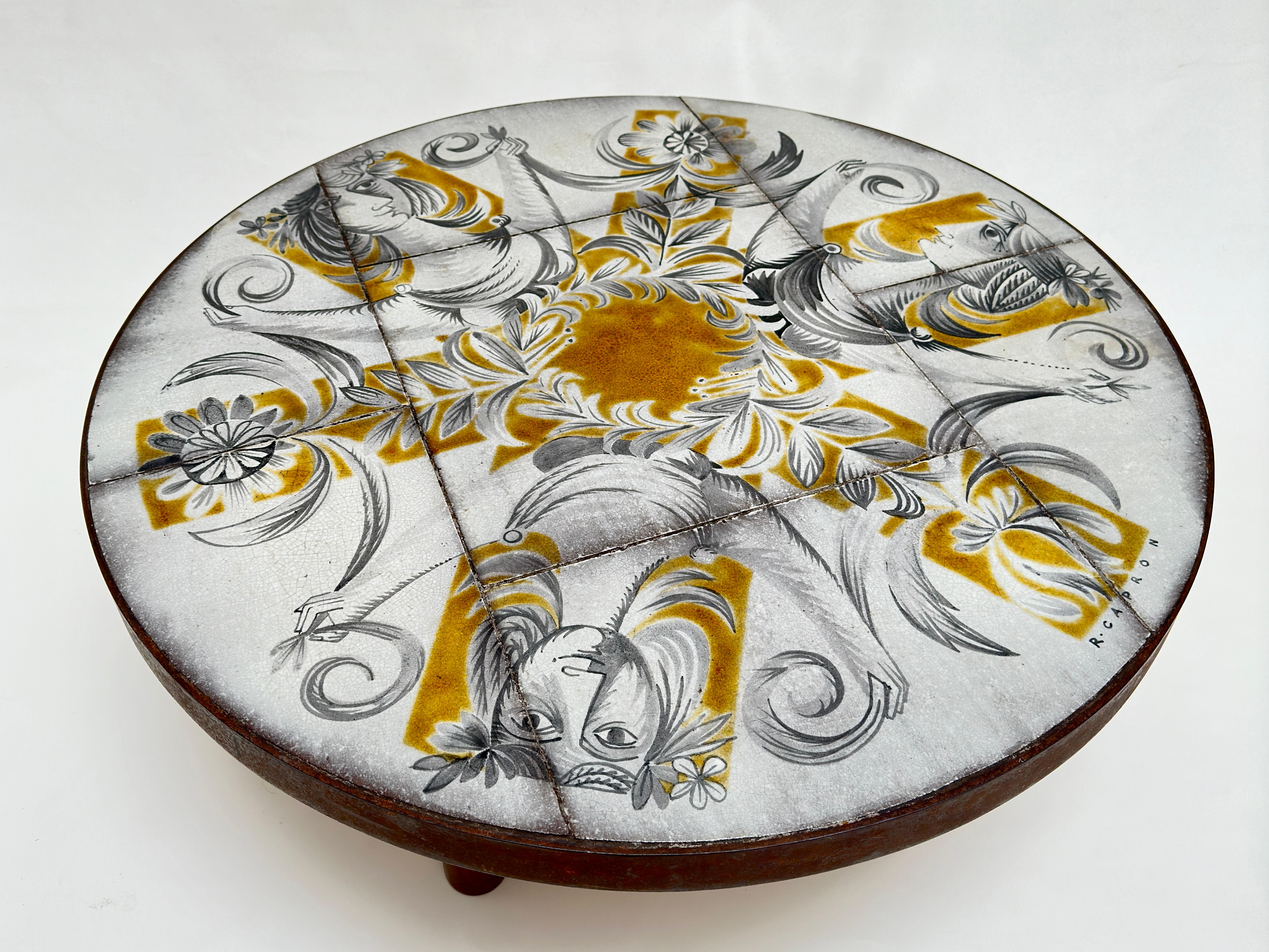 Round Coffee Table by Jean Derval for Roger Capron, Vallauris c. 1970 For Sale 3