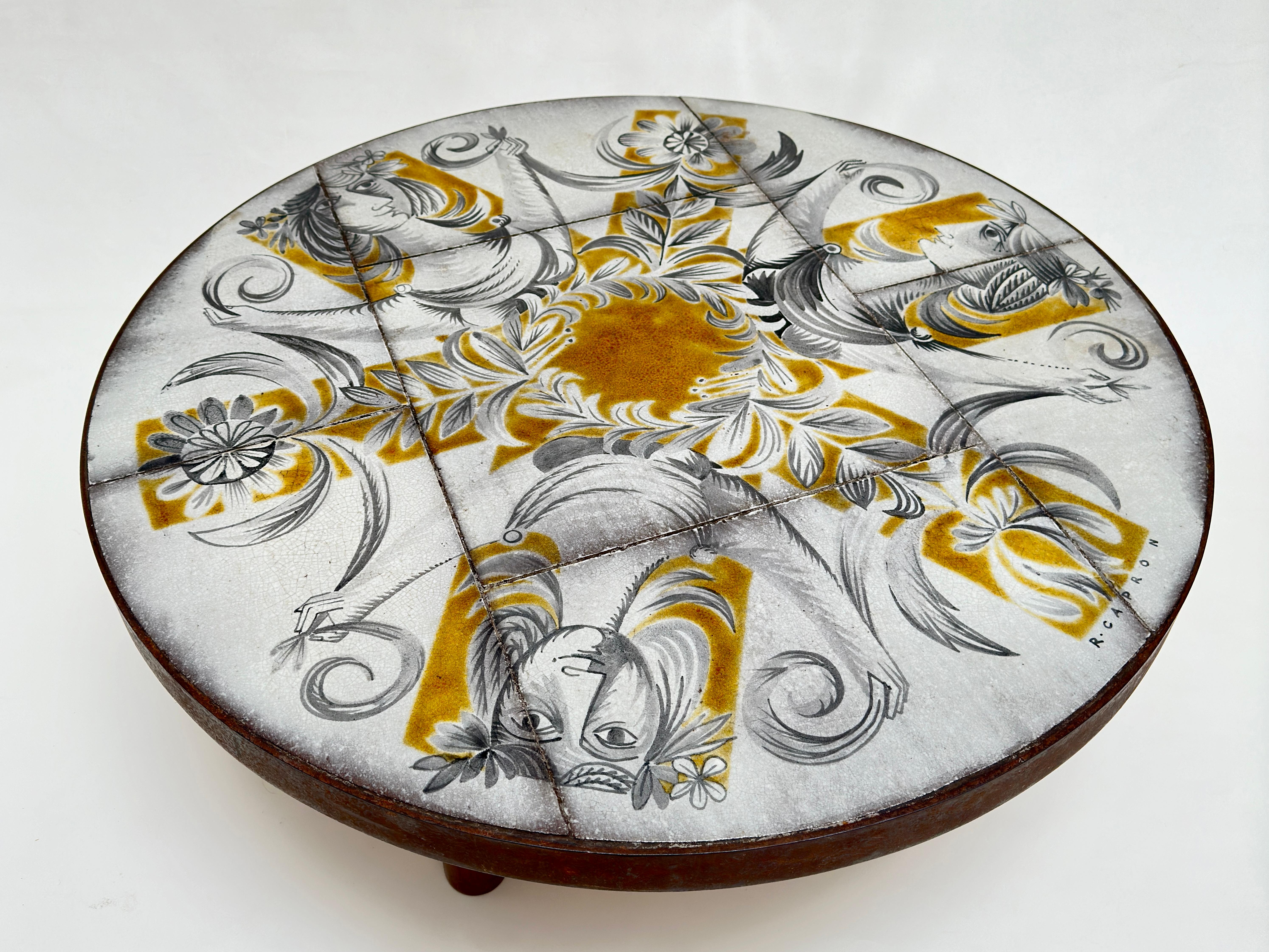 Table basse ronde de Jean Derval pour Roger Capron, Vallauris, vers 1970 en vente 3