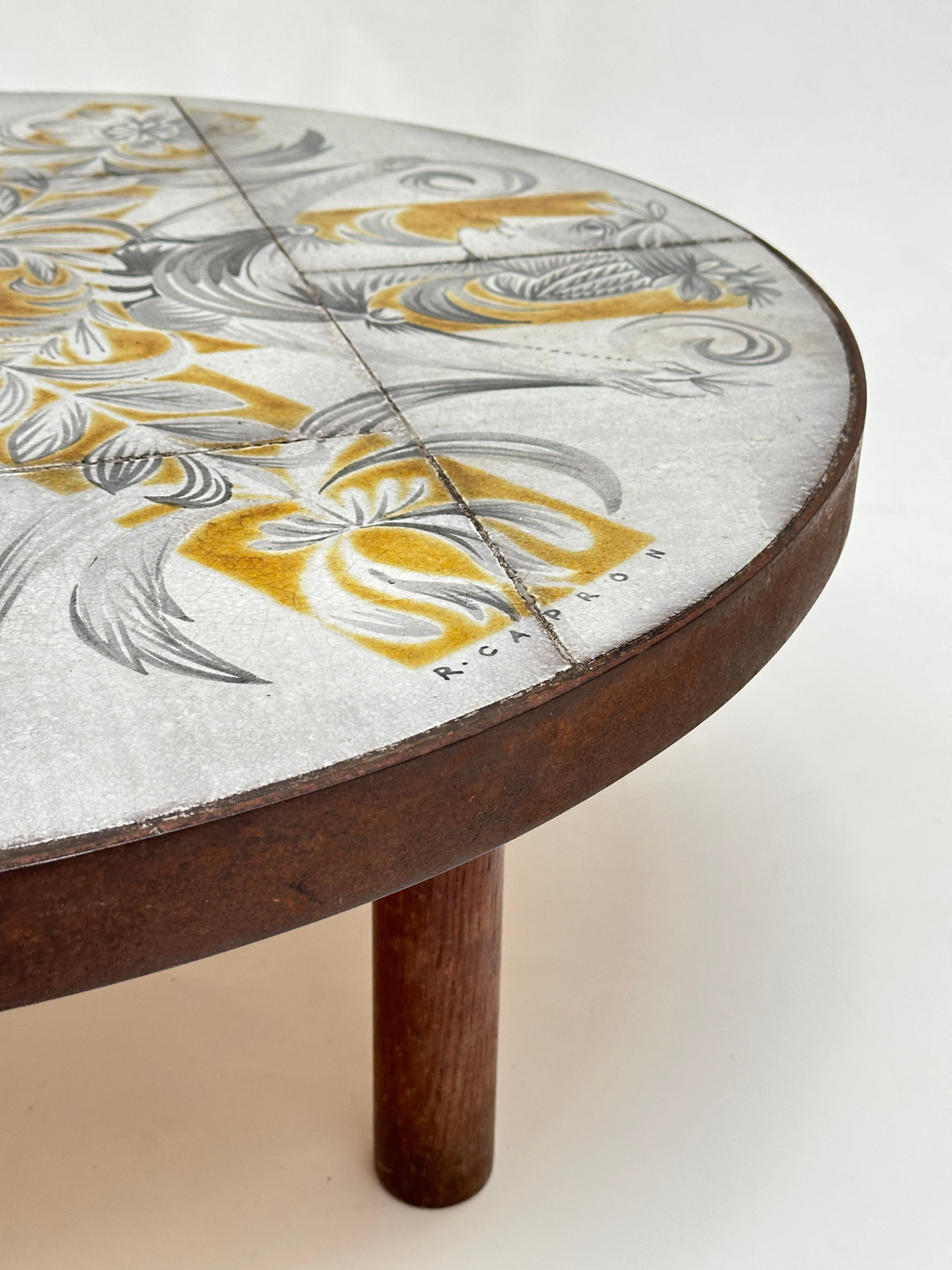 Modern Round Coffee Table by Jean Derval for Roger Capron, Vallauris c. 1970 For Sale