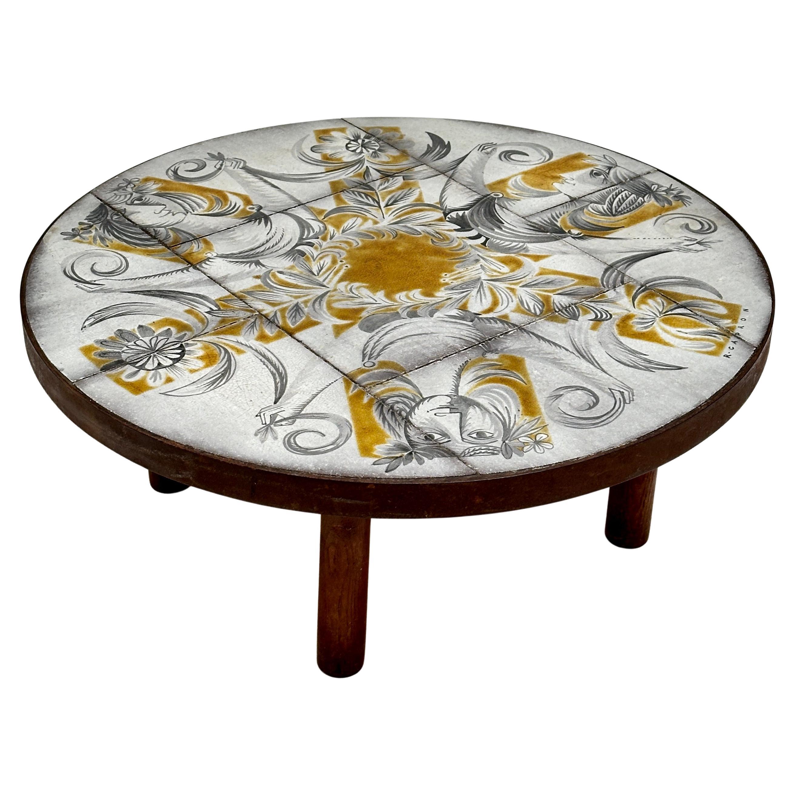 Round Coffee Table by Jean Derval for Roger Capron, Vallauris c. 1970 For Sale