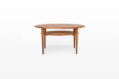 Round coffee table by Peter Hvidt & Orla Mølgaard Nielsen, Teak and cane