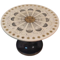 Piero Fornasetti Round Coffee Table Costellazioni with Gold Decorations, 1960