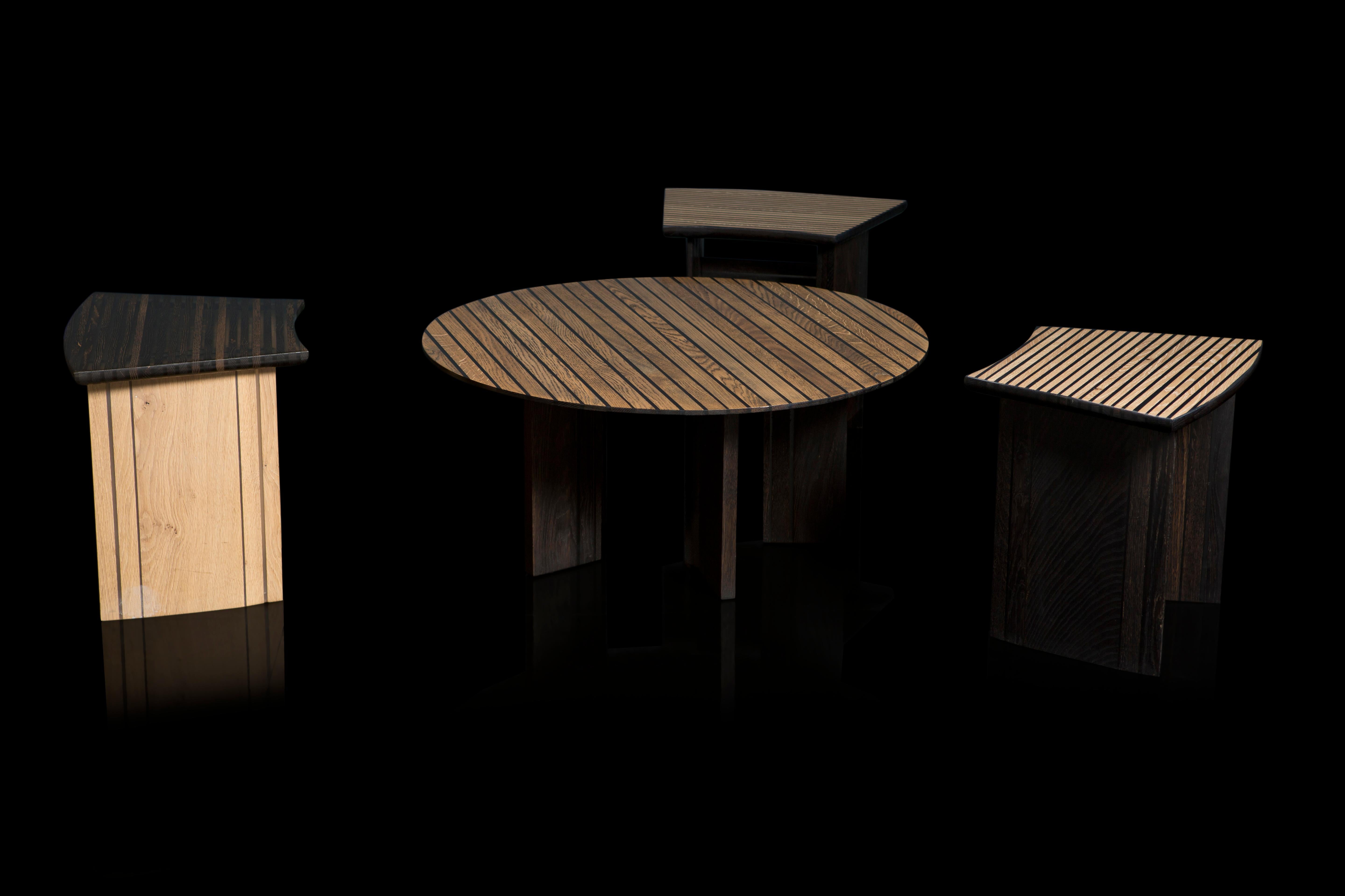 Round Coffee Table with ebonized oak and clear resin by Jonathan Field. For Sale 1