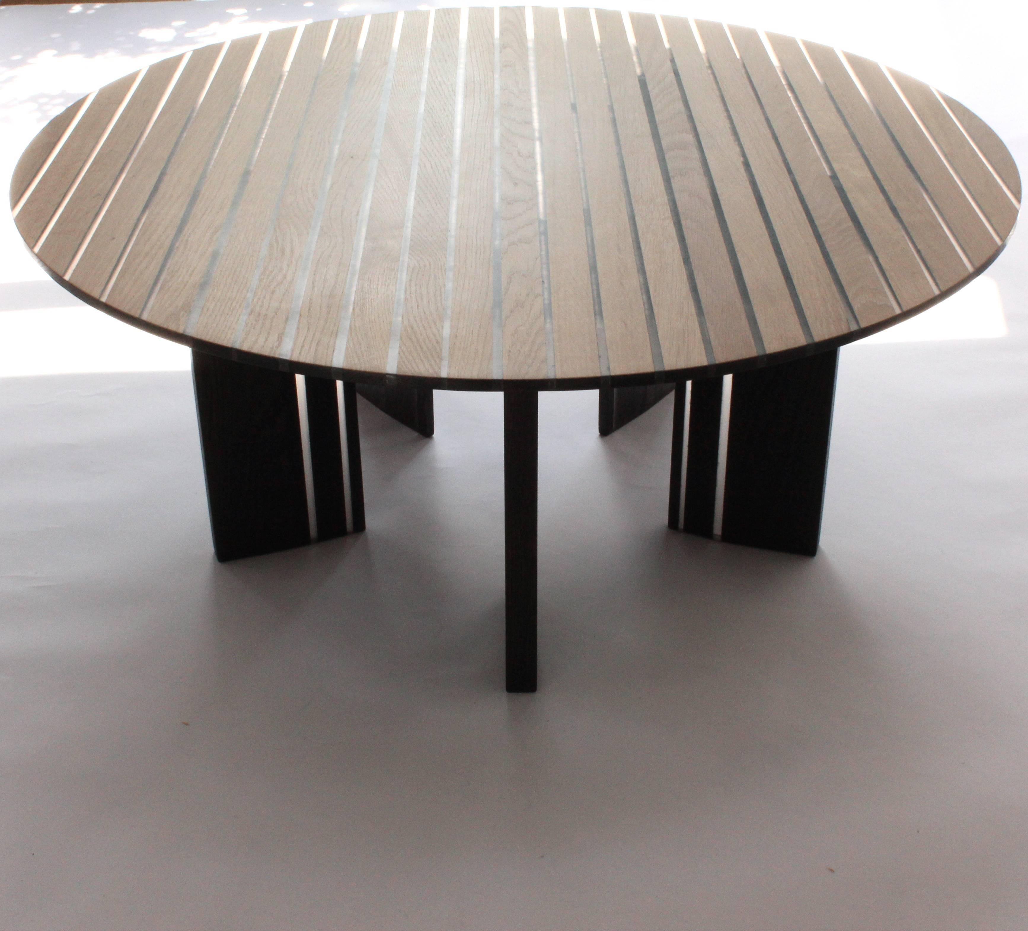 Oak and ebony tinted resin coffee table. This coffee table was shown at the London Masterpiece fair 2018-2019 by the Connaught Brown Gallery, London.
Initialed 'JF'
Solid oak with clear resin.
Finish: Ebonized and white oil
Unique one of a