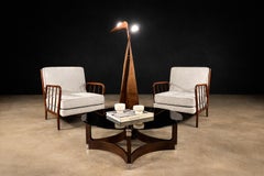 Round Coffee Table in Bent Rosewood & Glass by Novo Rumo, Brazil, 1960s