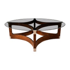 Round Coffee Table in Bent Rosewood & Glass by Novo Rumo, Brazil, 1960s