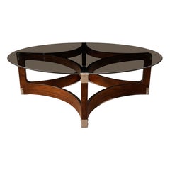 Round Coffee Table in Bent Rosewood & Glass by Novo Rumo, Brazil, 1960s
