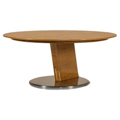 Round Coffee Table In Bird's Eye Maple And Aluminum By Sergio Saporiti