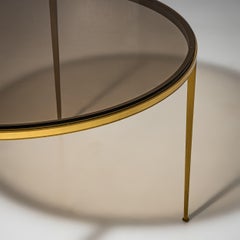 Round Coffee Table in Brass and Smoked Glass, Probably Italy, Late 20th Century