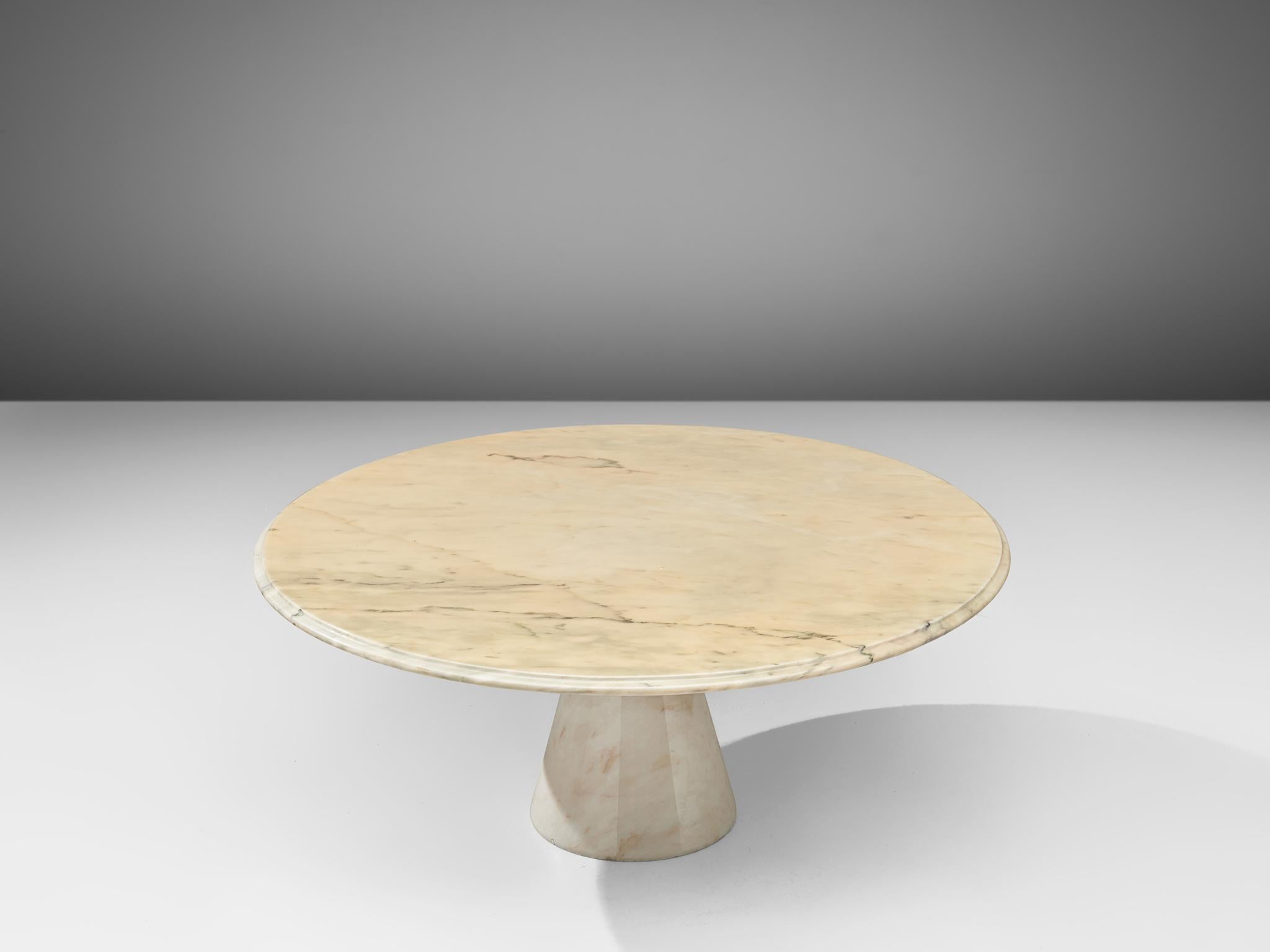 Post-Modern Round Coffee Table in Marble, 1970s
