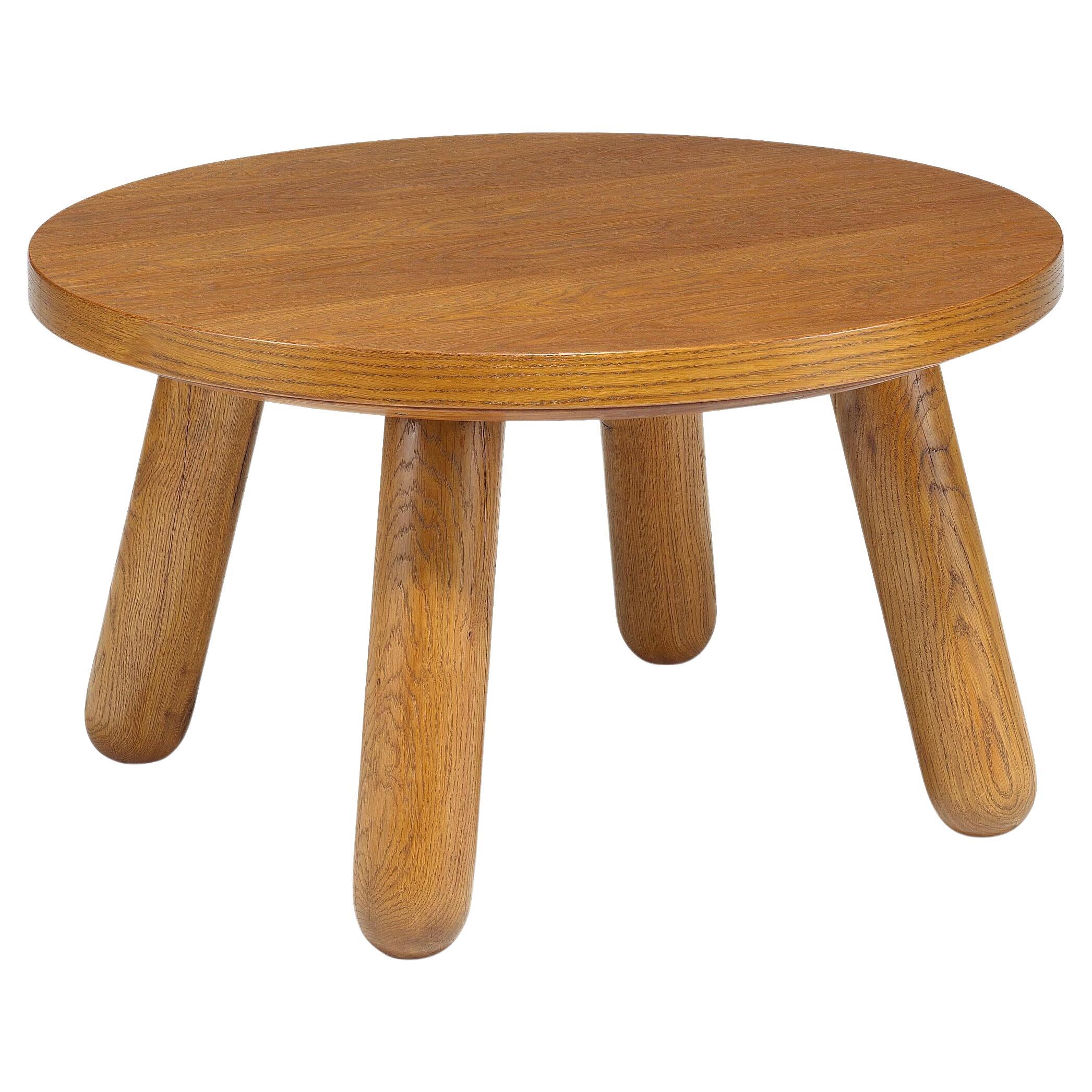 Round coffee table in oak with club legs by danish cabinet maker, Denmark 1940s For Sale 7