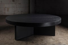 Round Coffee Table in Solid Ebonized Black Oak by No Age Studio
