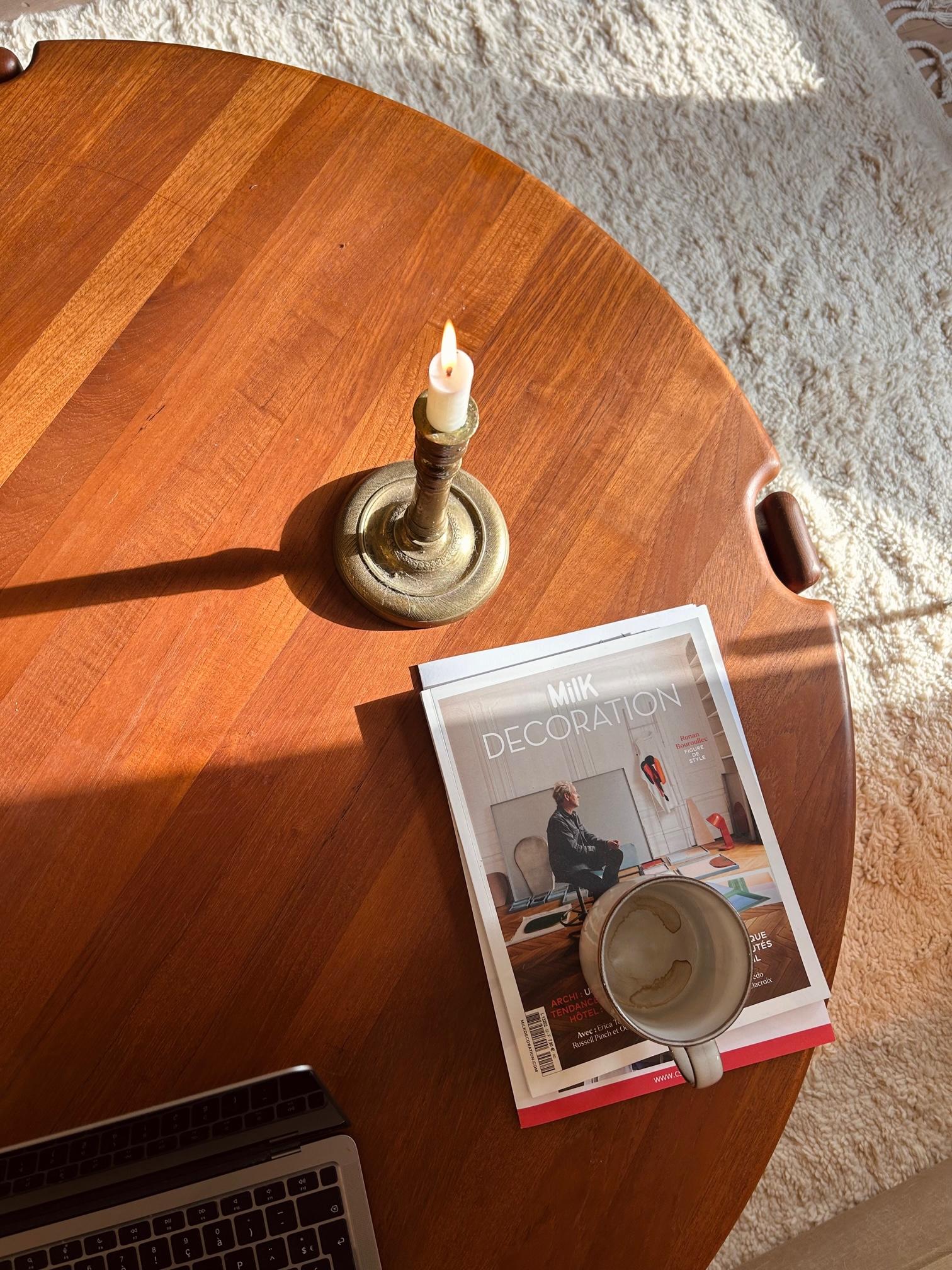 Rare table by Illum Wikkelsø for A. Mikael Laursen. The legs are beautiful. The table is in great condition, just some slight traces of life due to its age. 
Danish furniture designer Kristian Illum Wikkelsø believed that furniture should be built