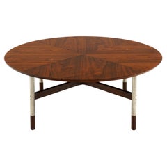 Round Coffee Table in the Style of Finn Juhl. Satin Chrome Legs Walnut Top &Feet