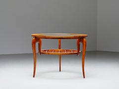 Round Coffee Table in Walnut and Glass, Italy, 1950's
