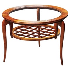 Round Coffee Table in Walnut and Glass, Italy, 1950's