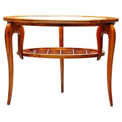 Round Coffee Table in Walnut and Glass, Italy, 1950's