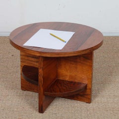 Round coffee table in walnut and rosewood, 20th century