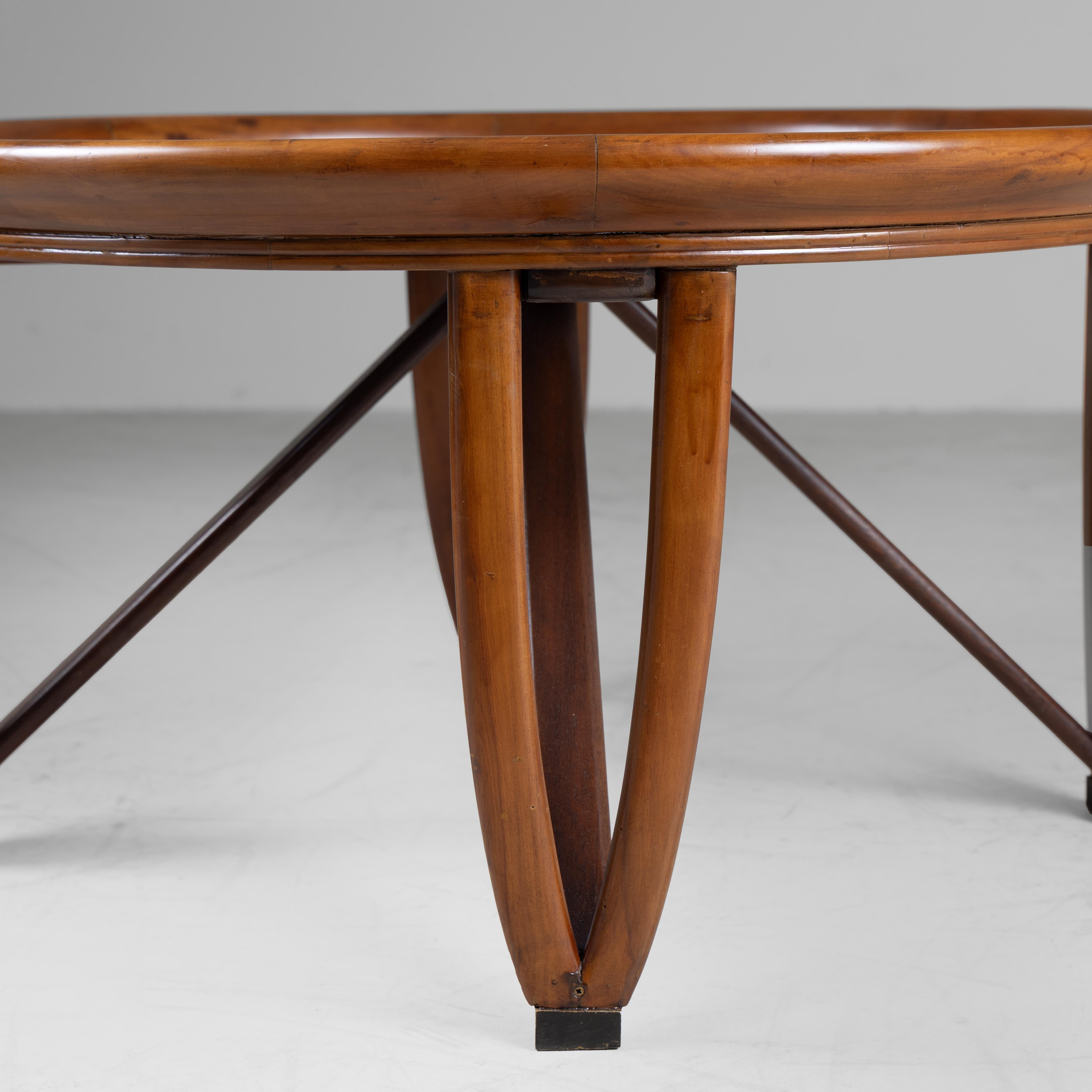European Round coffee table in wood and glass Brazilian production 1950 For Sale