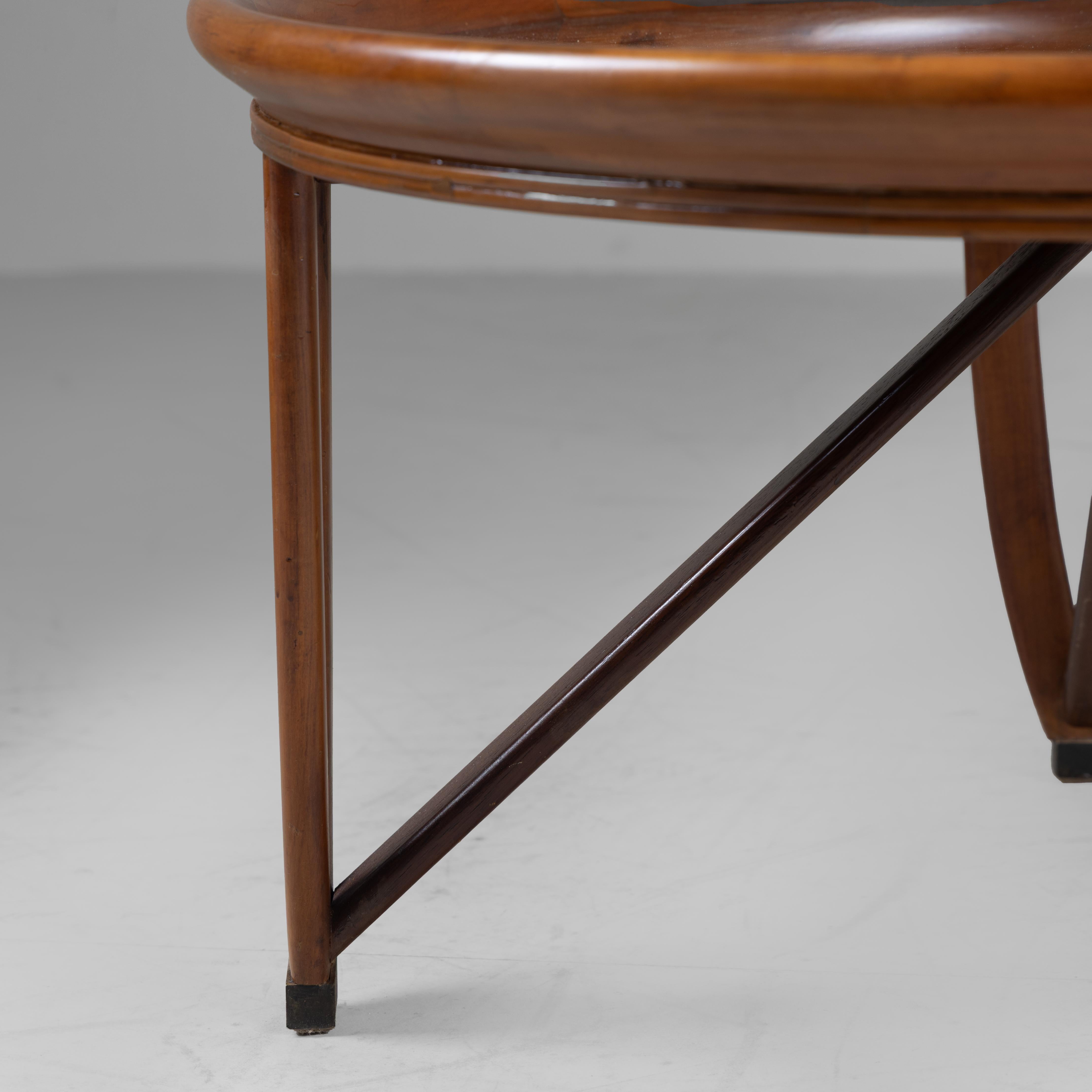 Late 20th Century Round coffee table in wood and glass Brazilian production 1950 For Sale