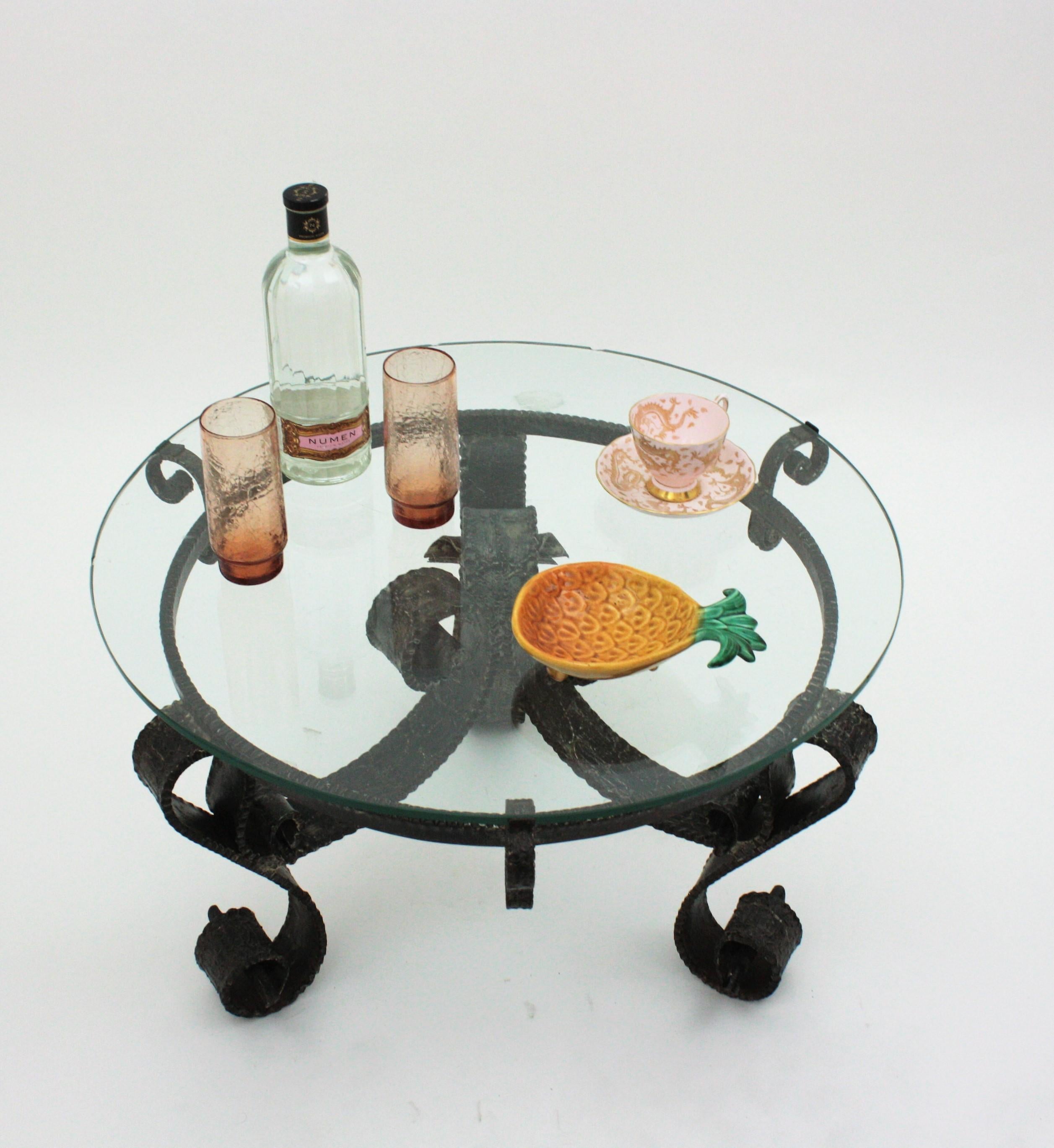 Round Coffee Table in Wrought Iron In Good Condition For Sale In Barcelona, ES