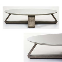 Coffee Table Azteca, Bronze Mirror Top, Croco Leather, Round