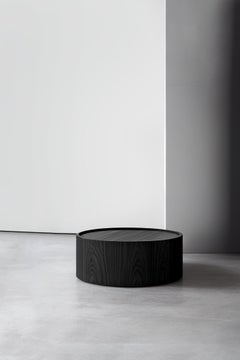 Round Coffee Table Made of Black Tinted Wood Veneer by Nono Furniture