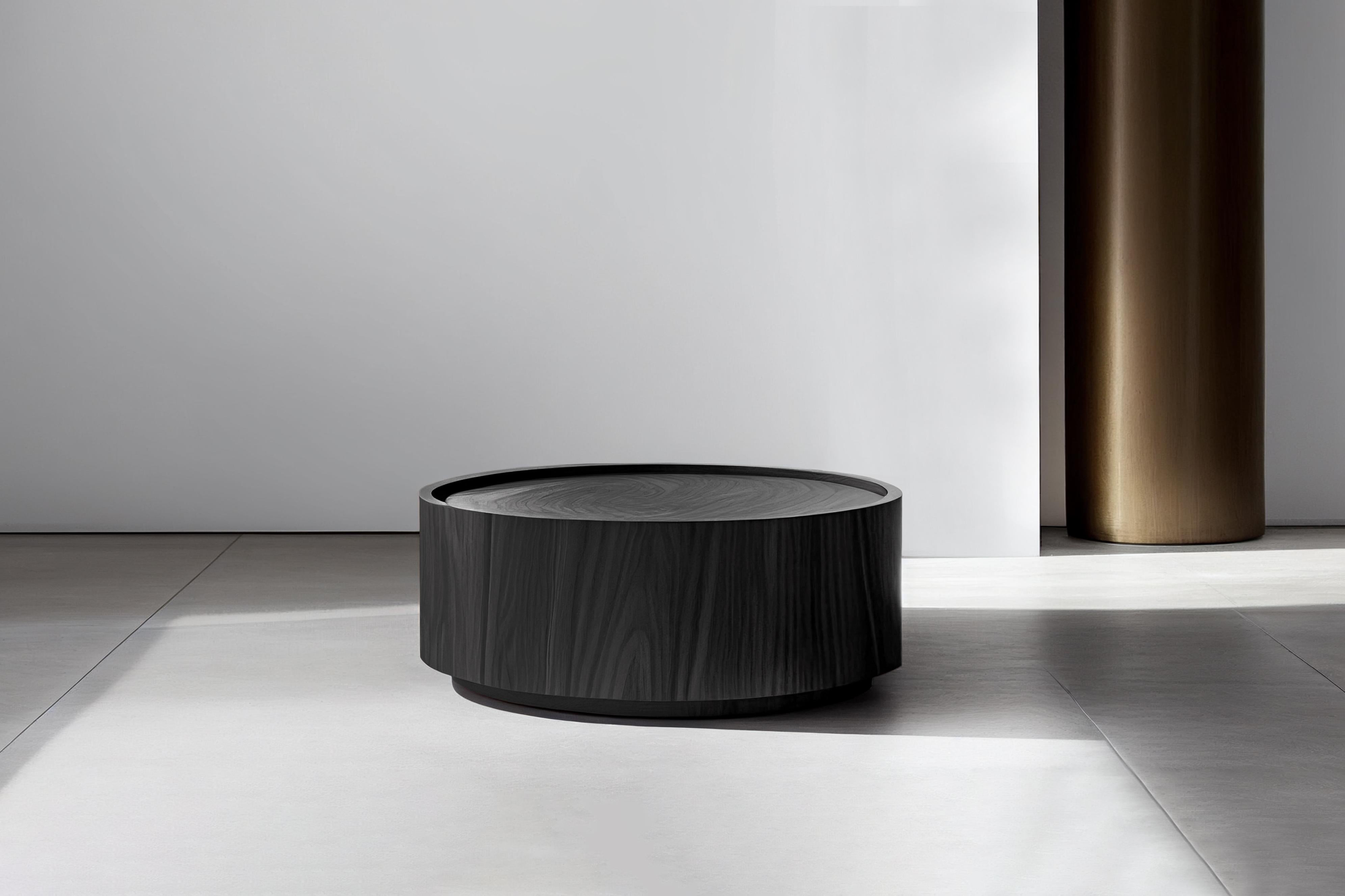 Mid-Century Modern Round Coffee Table Made of Black Tinted Wood Veneer by Nono Furniture For Sale